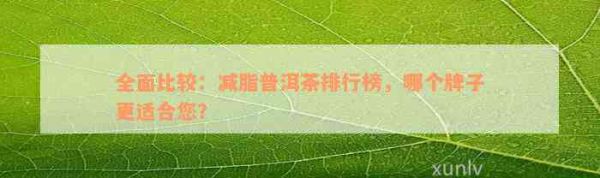全面比較：減脂普洱茶排行榜，哪個(gè)牌子更適合您？