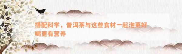 搭配科學(xué)，普洱茶與這些食材一起泡更好喝更有營養(yǎng)