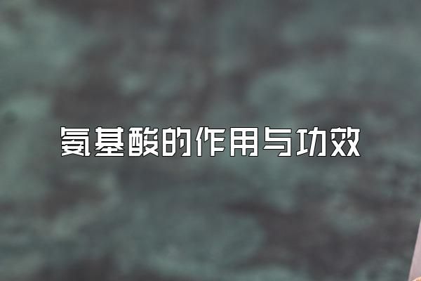 氨基酸的作用與功效