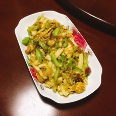 林云志減肥增肌餐12-洋蔥芹菜絲瓜綠豆芽雞蛋肉絲炒年糕快手家常菜健康午餐晚餐