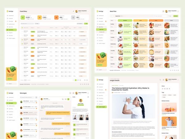 時尚響應式營養飲食膳食健康減肥計劃數據儀表盤WEB UI界面設計Figma模闆素材 Nutrigo – Health Nutrition and Diet Admin Dashboard APP UI 第6張
