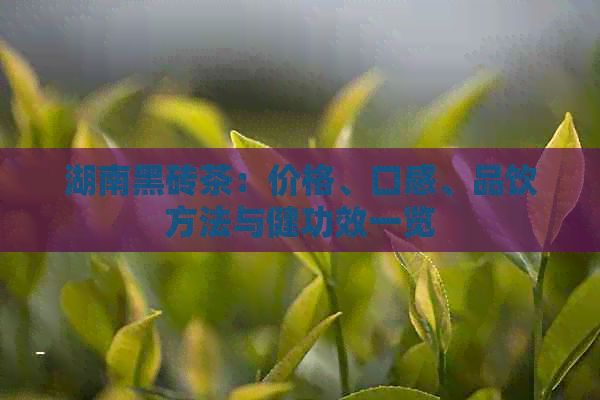 湖南黑砖茶：价格、口感、品饮方法与健功效一览