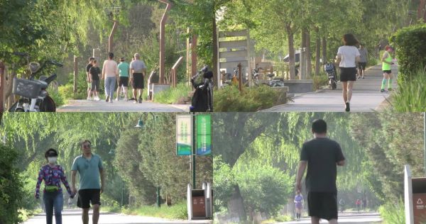 健康生活幸福生活遛彎鍛煉身體運(yùn)動(dòng)公園晨練