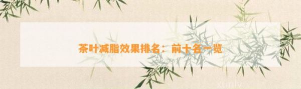 茶葉減脂效果排名：前十名一覽