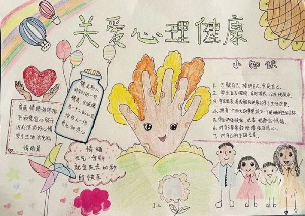 心灵沐浴阳光健康点亮未来手抄报