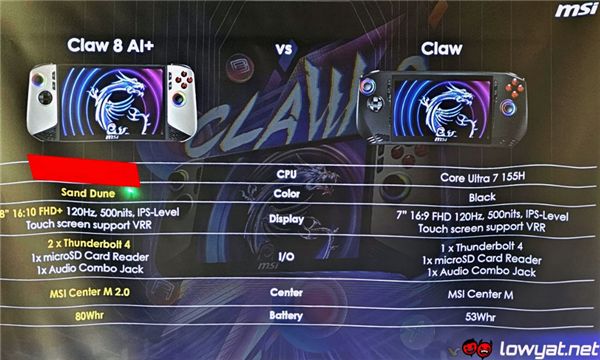 微星Claw 8 AI+掌機規(guī)格曝光：屏幕更大、雙雷電4接口