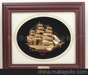 一帆風(fēng)順禮品船模型,畫框船,木相框五金船模型,相框禮品
