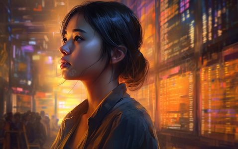 研究 數(shù)據(jù)分析 女子 人像 黃色 數(shù)據(jù) 液晶屏 人群