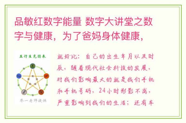 品敏紅數(shù)字能量 數(shù)字大講堂之?dāng)?shù)字與健康，為了爸媽身體健康，請牢記這些數(shù)字并收藏！