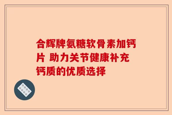 合輝牌氨糖軟骨素加鈣片 助力關(guān)節(jié)健康補(bǔ)充鈣質(zhì)的優(yōu)質(zhì)選擇-第1張圖片-關(guān)節(jié)保鏢