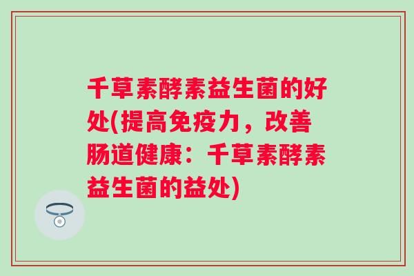 千草素酵素益生菌的好處(提高力，改善腸道健康：千草素酵素益生菌的益處)