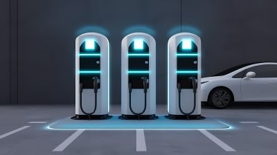 電動(dòng)汽車充電站攝影圖片
