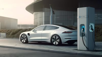新能源充電站與汽車攝影圖片