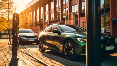 新能源電動(dòng)汽車充電站攝影圖片