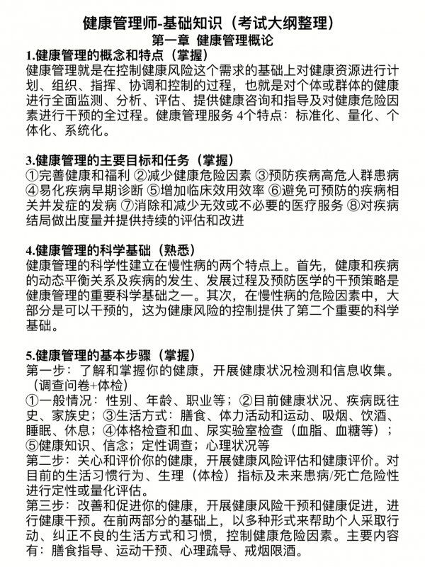 健康管理師，必背考試大綱，背完必過