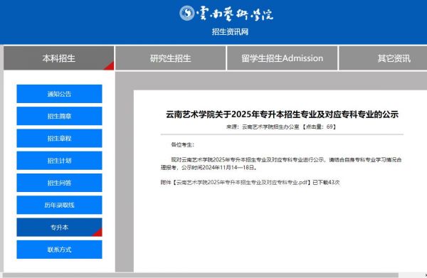 2025年云南艺术学院专升本