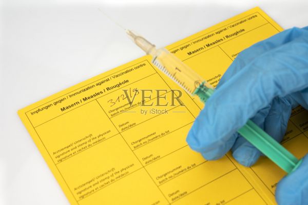 健康理念:麻疹疫苗接種，免疫證明照片攝影圖片