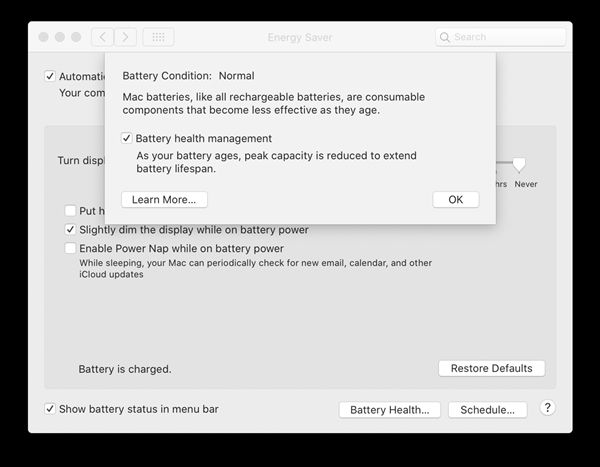 macOS 10.15.5為Mac引入電池健康管理功能：可看健康度及延長電池壽命