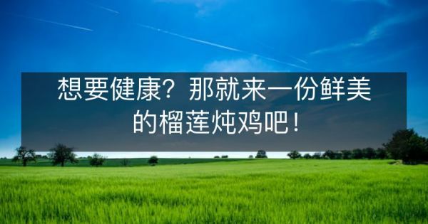 想要健康？那就來一份鮮美的榴蓮燉雞吧！