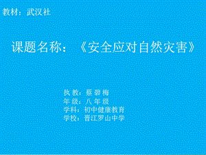 武汉版健康教育八年级《安全应对自然灾害教学课件第二课时》PPT课件.ppt