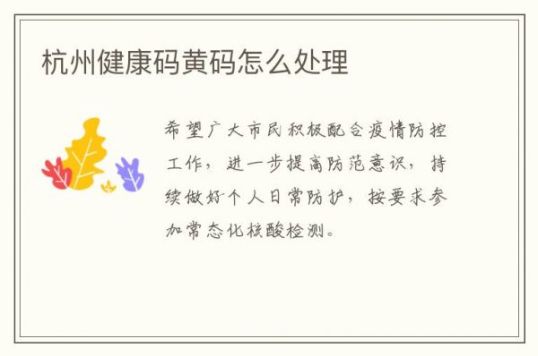 杭州健康碼黃碼怎么處理
