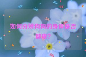 如何分辨狗狗的身體是否健康？