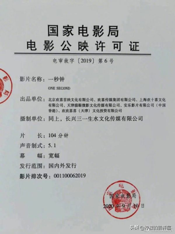 張藝謀《一秒鐘》過審，張譯主演