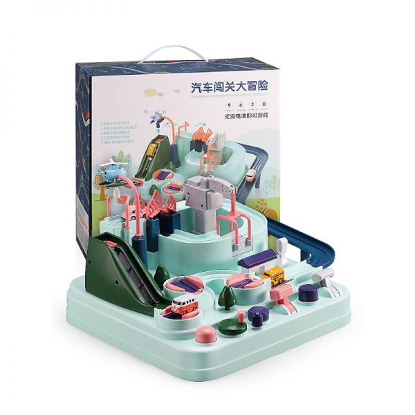 儿童抖音同款小汽车小火车轨道汽车闯关大冒险男 玩具