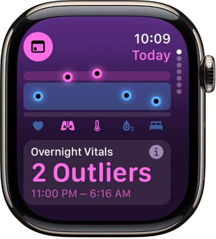 「維生指數」App 的畫面顯示整夜健康指標。