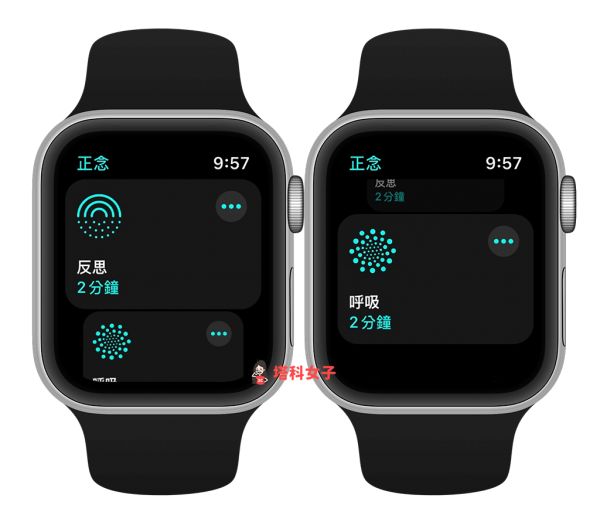 Apple Watch 正念：選擇「反思」或「呼吸」