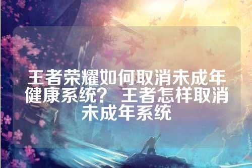 王者榮耀如何取消未成年健康系統(tǒng)？ 王者怎樣取消未成年系統(tǒng) 第1張