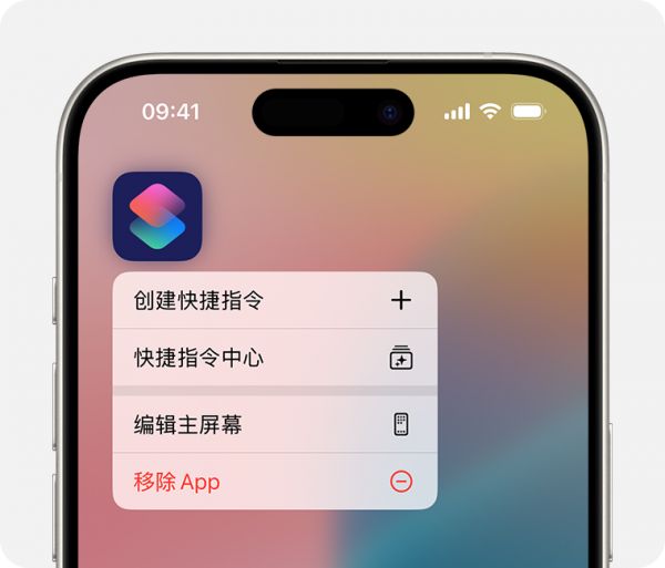 iPhone 屏幕显示了在你按住 App 时出现的菜单。“移除 App”是菜单中的最后一个选项。