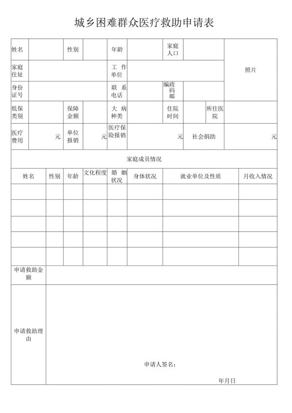 城乡困难群众医疗救助申请表（样表）.docx_第1页