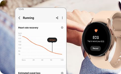 View of the heart rate option in Samsung Health measured with a Samsung Watch.