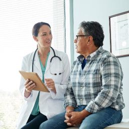 doctor and senior man having a conversation