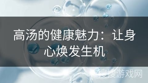 高湯的健康魅力：讓身心煥發(fā)生機(jī)