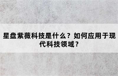 星盘紫薇科技是什么？如何应用于现代科技领域？