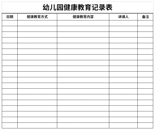 幼兒園健康教育記錄表內(nèi)容截圖