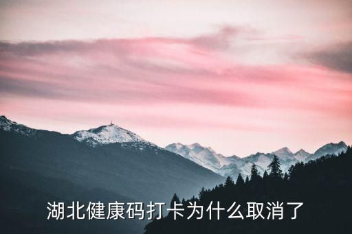 湖北健康码打卡为什么取消了