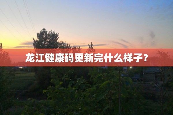 龍江健康碼更新完什么樣子？