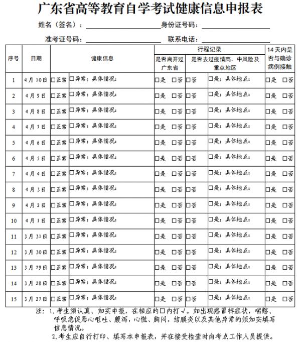 云浮自考4月申请粤康码操作流程，健康信息表格填写