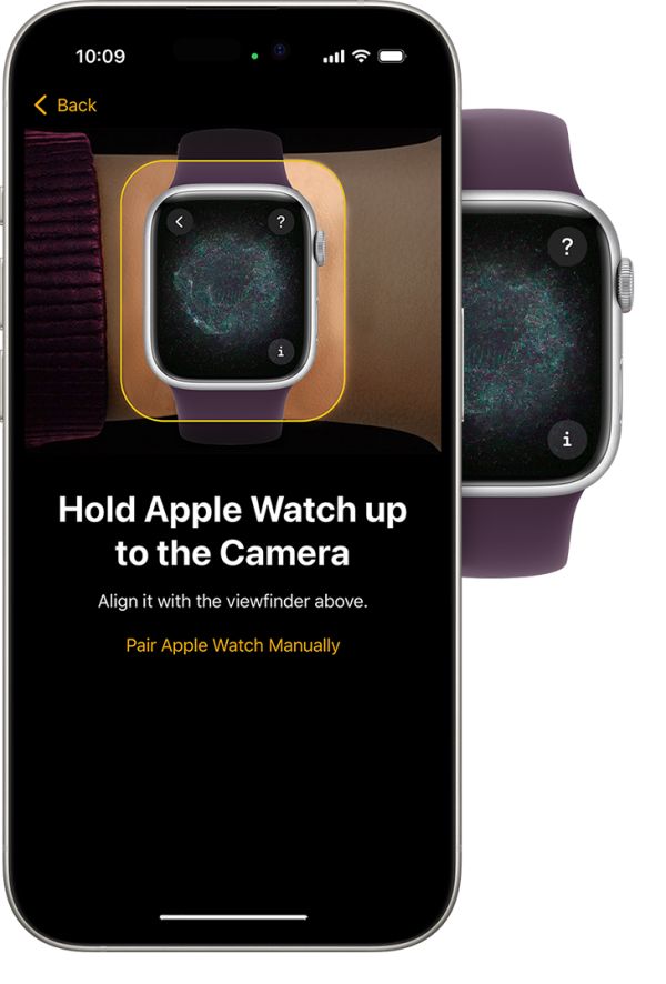 Apple Watch and iPhone showing the pairing animation on each device
