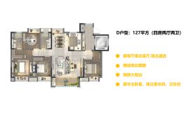 啟東綠地國際健康城4室2廳1廚2衛(wèi)建面127.0㎡