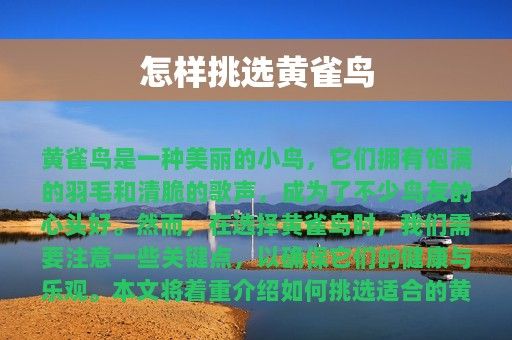 怎樣挑選黃雀鳥
