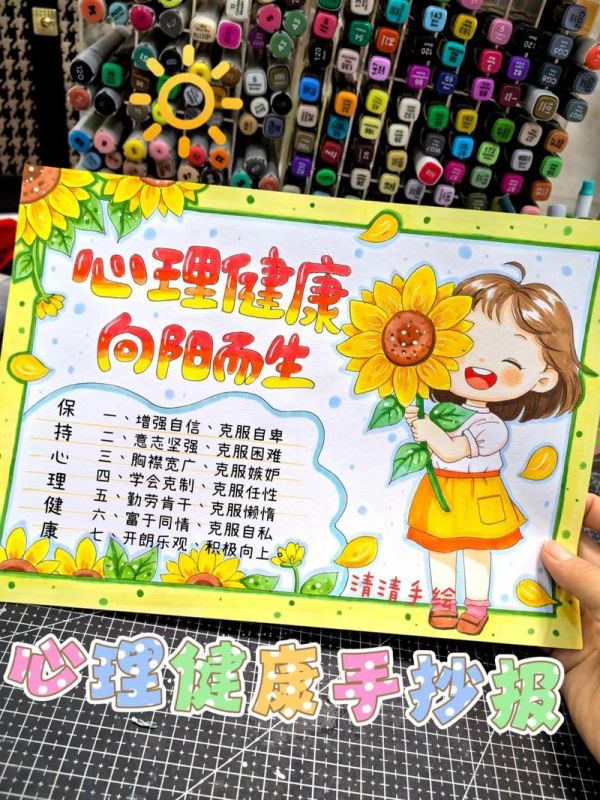 馬克筆手繪兒童畫心理健康手抄報抖音
