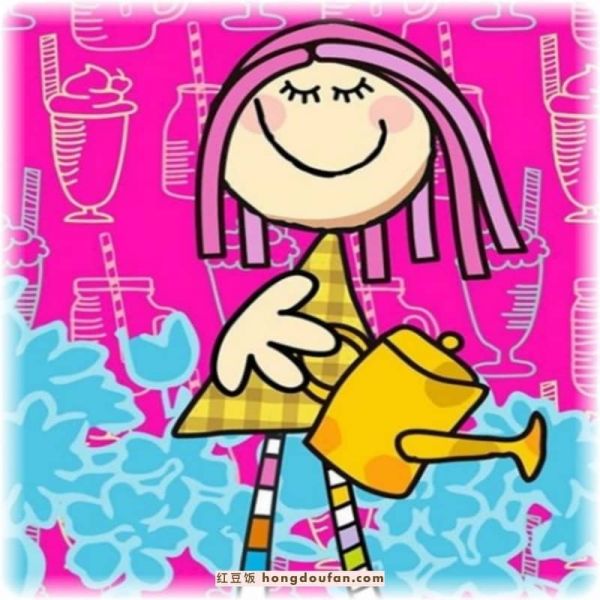 10張色彩鮮艷的可愛女孩子正能量兒童簡筆畫-紅豆飯小學生簡筆畫大全
