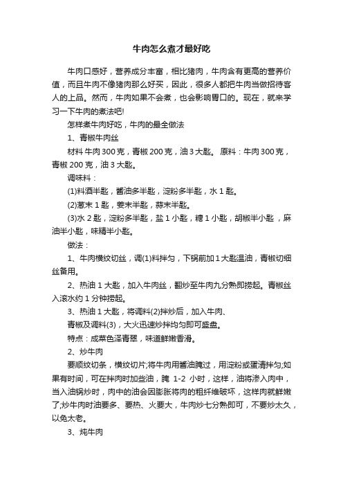 牛肉怎么煮才最好吃