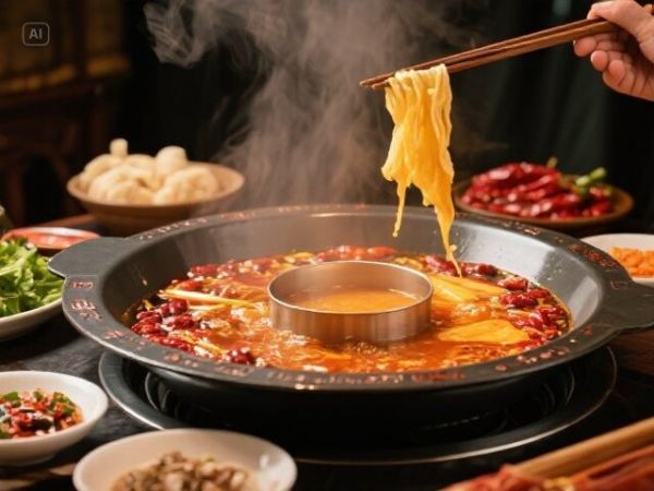 涮鴨腸，快速入鍋，輕涮10秒，卷曲即食，口感爽脆。
