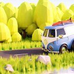 Blender卡通大众旅行汽车场景建模与动画教程+模型免费下载（Blend）