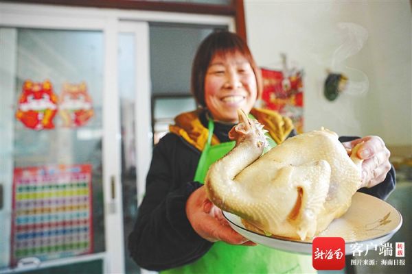 在河南新鄉(xiāng)，白切文昌雞成居民朱素霞家年夜飯主菜。 海南日報記者 王程龍 攝